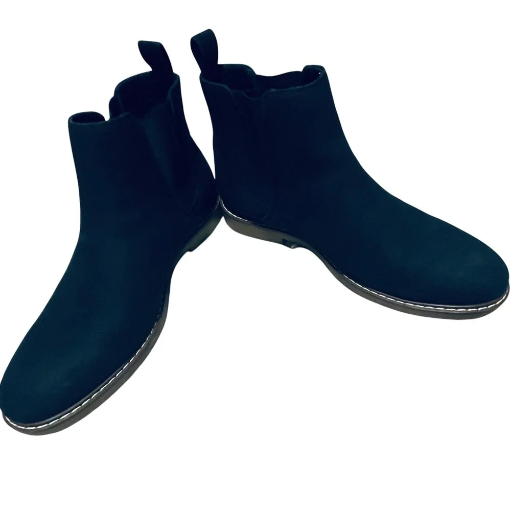 Mens Black‎ Faux Suede Chelsea Boots Elastic Gore Pull On Ankle Boots